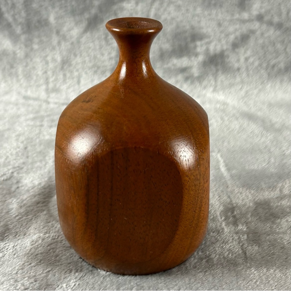 Vintage Petite Bud Vase‎ Turned Hardwood  Rustic Handmade Small Wooden Vase